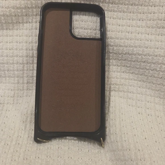 Coach Signature Brown IPhone Case with Gold Zipper - Picture 3 of 3